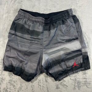 Jordan Poolside Shorts Mens Medium Gray Black Good Jumpman Graphic Summer Active